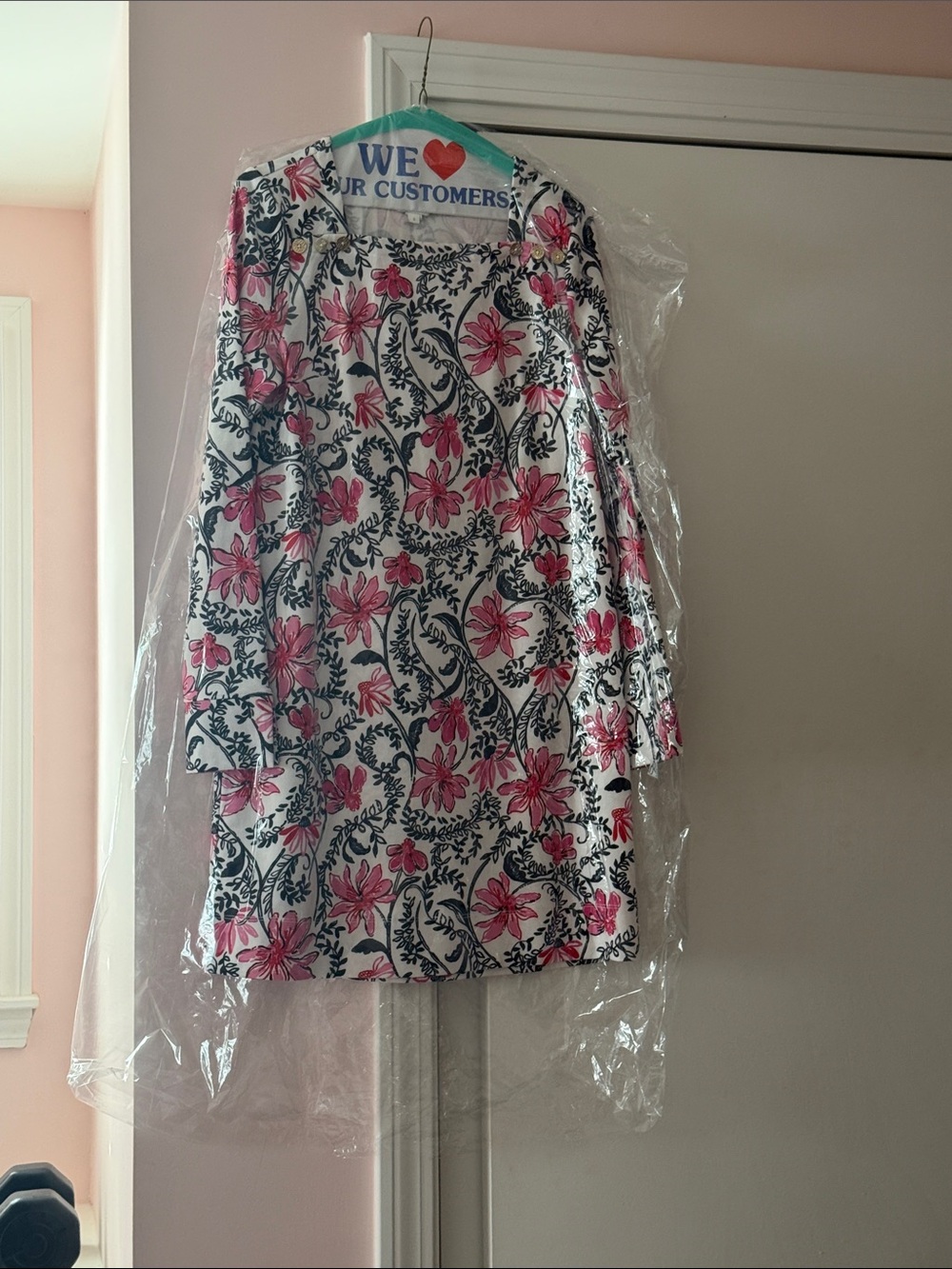Floral Pink & Navy Print Women's Skirt - Brand Unknown